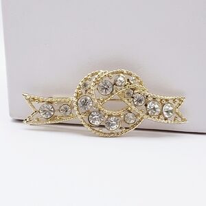 Beautiful Hair Clip Wedding Accessory Fancy Elegant Rhinestones Gold Tone